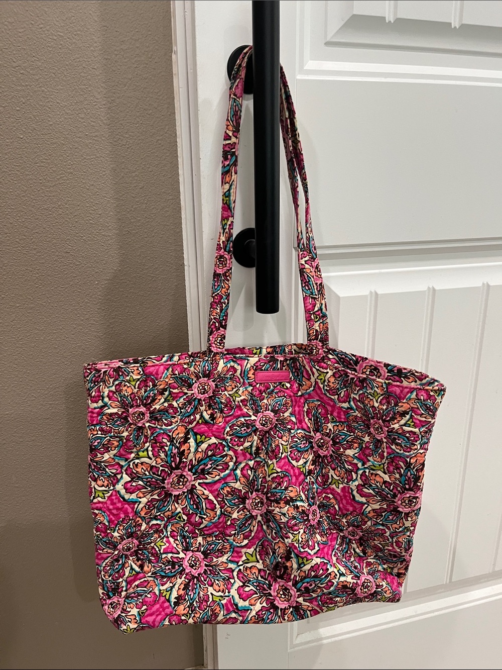 Vera Bradley Pink Floral Quilted Tote Shoulder Bag